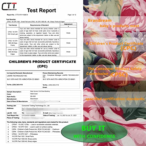 Brandream Allure Floral Crib Bedding Sets For Girls | 3-Piece Blossom Nursery Baby Bedding Set | Crib Comforter, Fiited Crib Sheet, White Tulle Lace Crib Bed Skirt, Pink Purple Green #TOP4