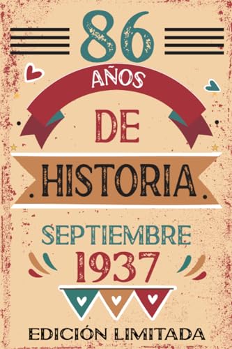 86 Años De Historia Septiembre 1937: Libro de visitas, cuaderno, 110 páginas de felicitaciones, idea de regalo, regalo Para la esposa, novia, mujer, La madre