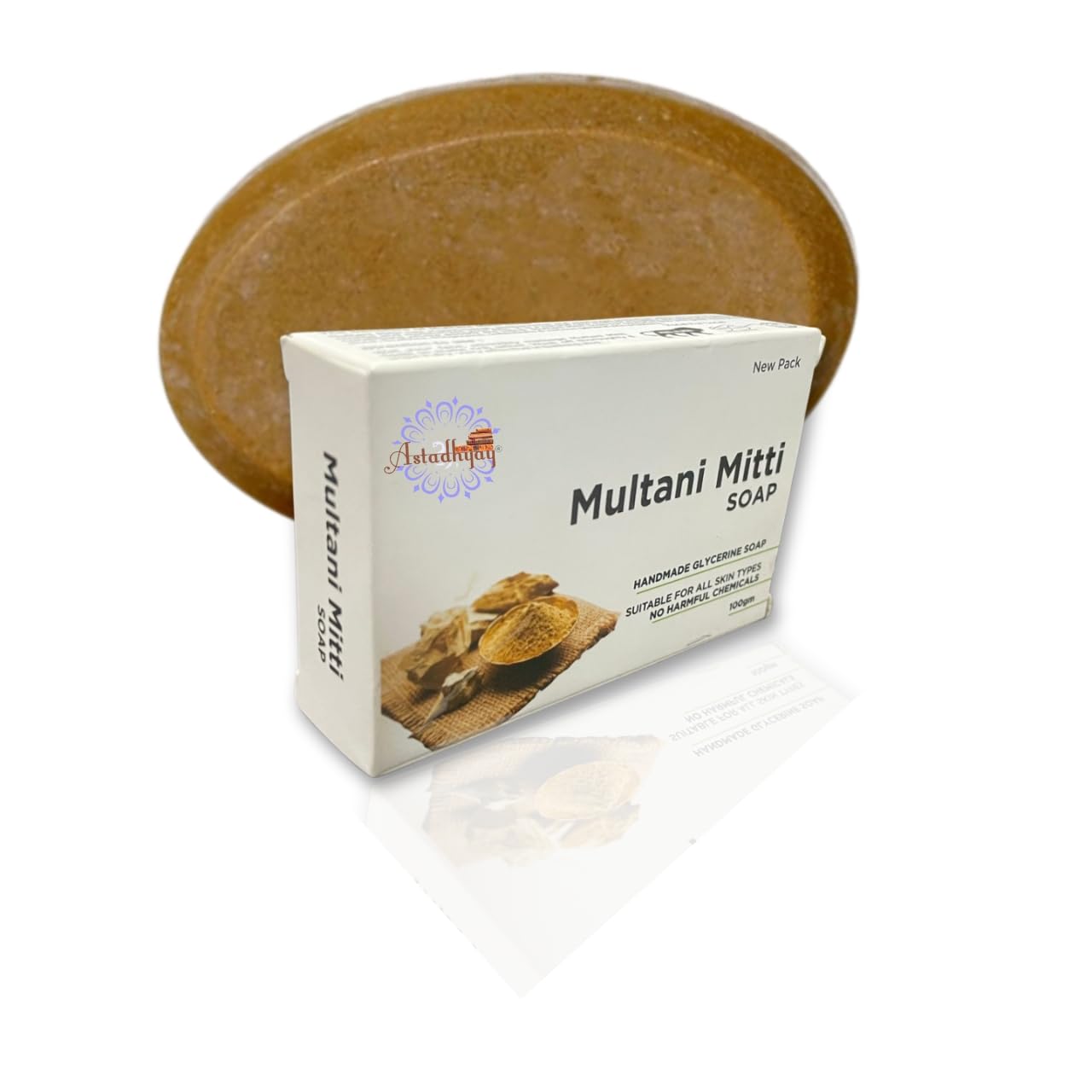 ASTADHYAY Natural Daily Bathing Soap - Handmade Glycerine Soap(100gm), Suitable for All Skin Types, No Harmful Chemicals (1 unit of 100 gm, Multani Mitti)