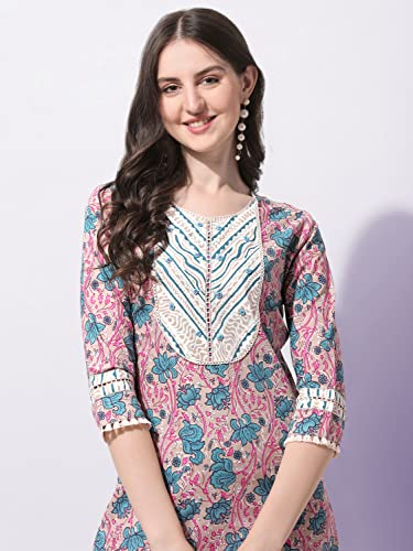 Image of MIRCHI FASHION Pure Cotton Floral Printed Kurta Set with Dupatta | 3 Piece Straight Fit Kurta Pant Set | Ethnic Office Wear Salwar Suit for Women