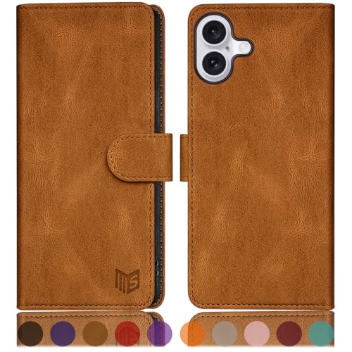 Étui de protection à rabat iPhone 16 SUANPOT en cuir synthétique de haute qualité