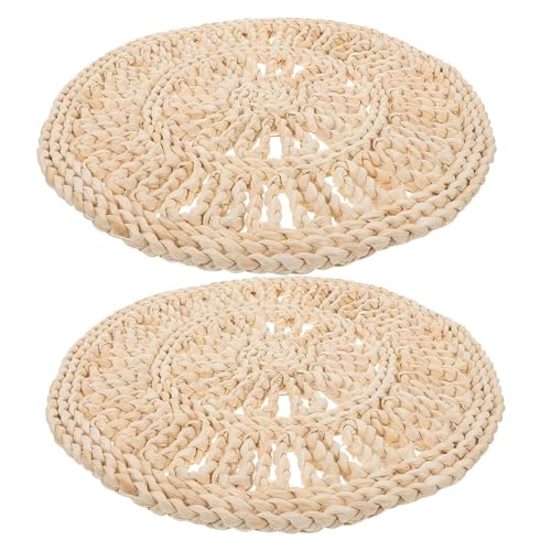 LIFKOME Manteles Individuales de Paja Trenzada 30 CM 2 Piezas Aislante Térmico Natural para Mesa Posavasos Ecológico y Resistente Adecuado para Uso Doméstico y Decoración