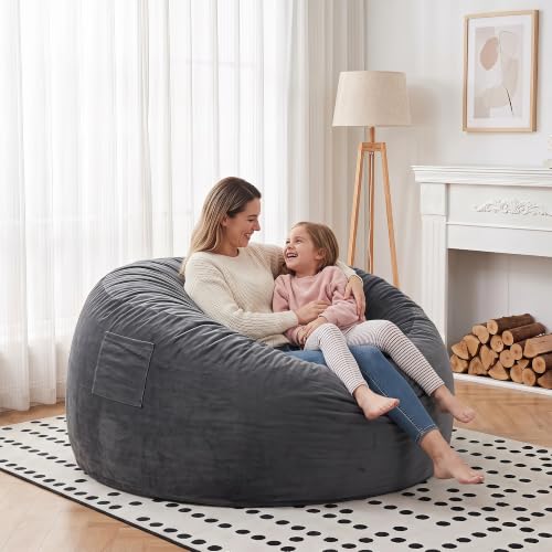 Image of 5 Ft. Bean Bag Chair for Adults, Teens, Kids with Memory Foam Filling