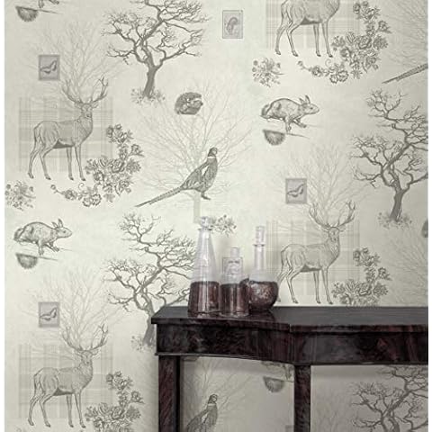 Balmoral - Woodland Stags Grey Wallpaper 670527 Cover