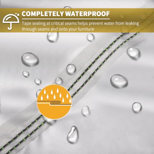 BEEWAY Garden Furniture Cover With Air Vent, Waterproof Patio Rattan Sofa Table Chair Set Cover - 420D Oxford Fabric, Windproof - 183x122x73cm - Image 3