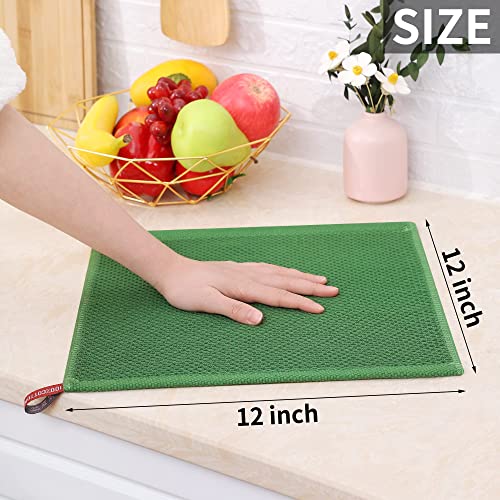 Image of Homaxy 100% Cotton Waffle Weave Kitchen Dish Cloths, Ultra Soft Absorbent Quick Drying Dish Towels, 12 x 12 Inches, 18-Pack, Grass Green