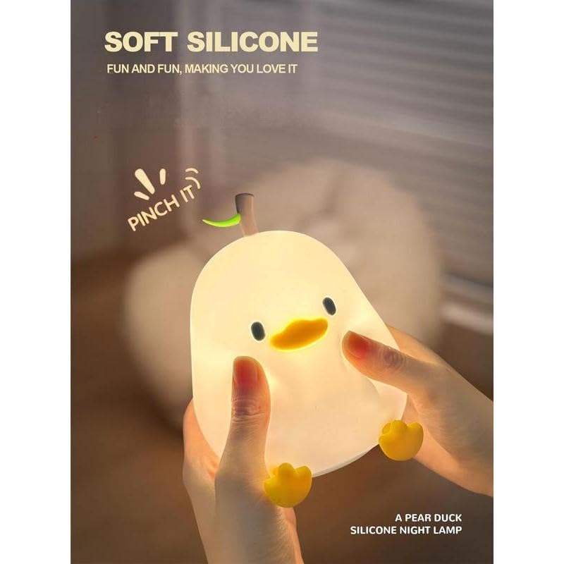 Lámpara de noche de silicona USB recargable con diseño pato pera miniatura 5