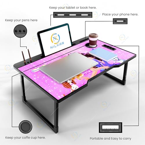 Image of NILKAR Study Table Bed Table Premium Laptop Table /Foldable and Portable Wooden /Writing Desk for Office /Home /School (CTD BB)