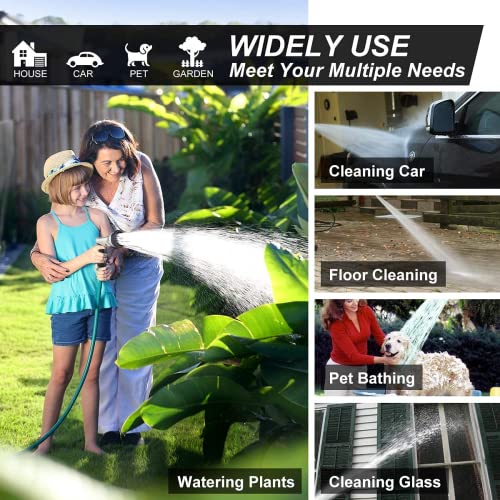 Garden Hose Nozzles 9 Adjustable Patterns Hose Spray Nozzle Heavy Duty Metal Hose Nozzle Spray Gun Slip Resistant Water Sprayer for Cleaning/Watering Lawn Garden/Pets Shower/Car Washing