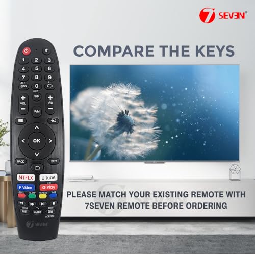 Image of 7SEVEN Compatible for Compaq Tv Remote Original Suitable Smart Android FHD UHD Television 32 43 50 55 inches and Make Sure Existing Remote Match Exactly to Replicate and Perform Comfortably