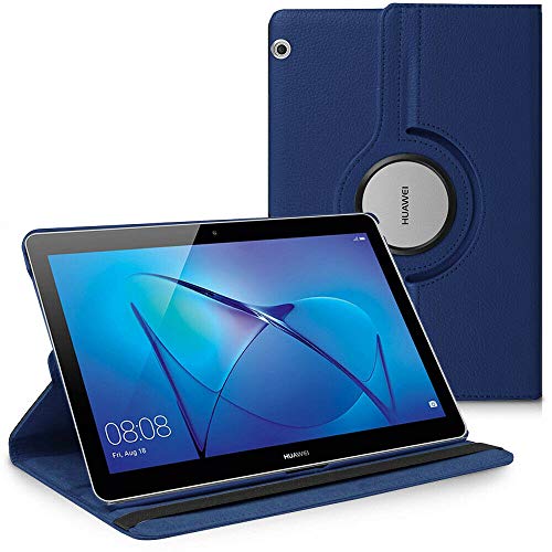 MUNDDY- Funda GIRATORIA 360º con Soporte para Huawei MediaPad T3 10 (9.6 Pulgadas),rotable 360° (Solo la Funda, Azul)