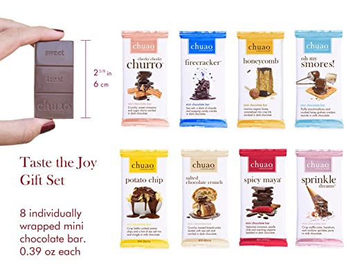 Chuao Chocolatier Taste The Joy Assorted Mini Gourmet Chocolate Bars Gift Box | Milk And Dark Chocolate Flavor Variety Sampler For Holiday, Birthday, Valentines Day, Mother’s And Father’s Day, Thank You, Corporate Gift Baskets | 8 Bars #TOP1