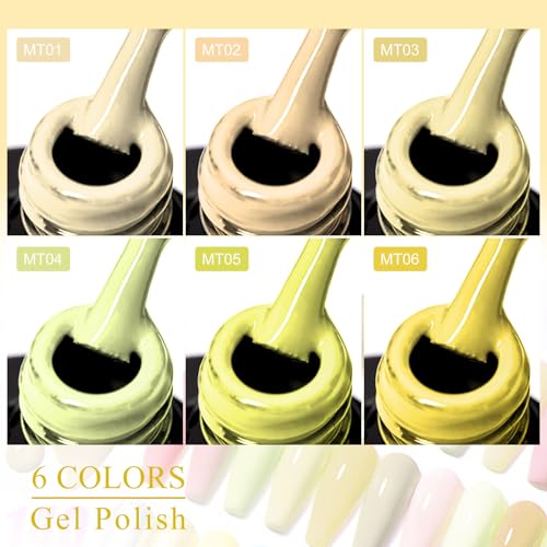 Set de esmaltes en gel amarillo pastel de 6 piezas miniatura 3