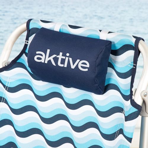 AKTIVE Strandstuhl, klappbar, 64 x 63 x 43/105 cm, Aluminium und Polyester, 5 Positionen, mit Rucksackgriffen, Armlehnen und Seitentaschen, Kippschutz, robust und leicht, Modell Aruba (62416)