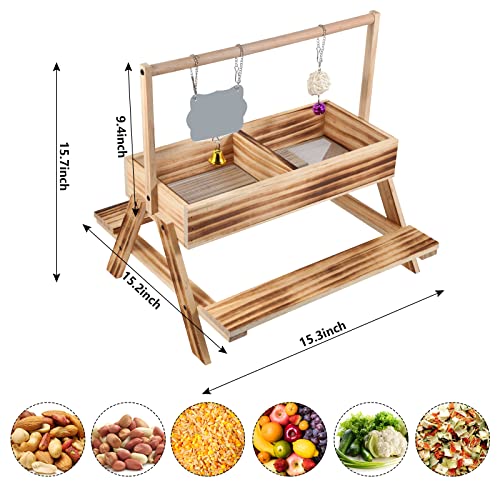 Chicken Feeder Table, Chick Picnic Table Wood Chicken Feeders No Waste Kit With Stainless Steel Mesh Bottom For Chicken Coop Accessories, Poultry Feeder For Chicken Birds Duck Pets #TOP5