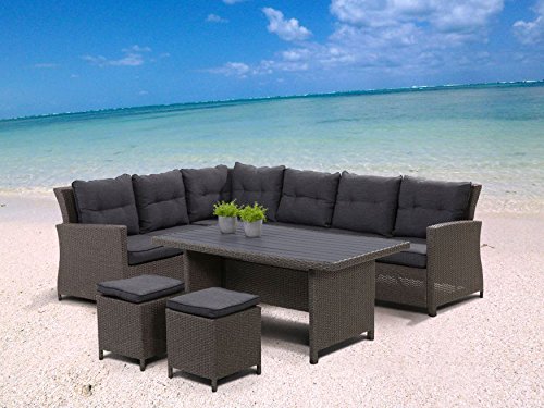 Preisvergleich Produktbild Mandalika Garden Hohe Dining Poly Rattan Lounge Havanna links inkl. Kissen
