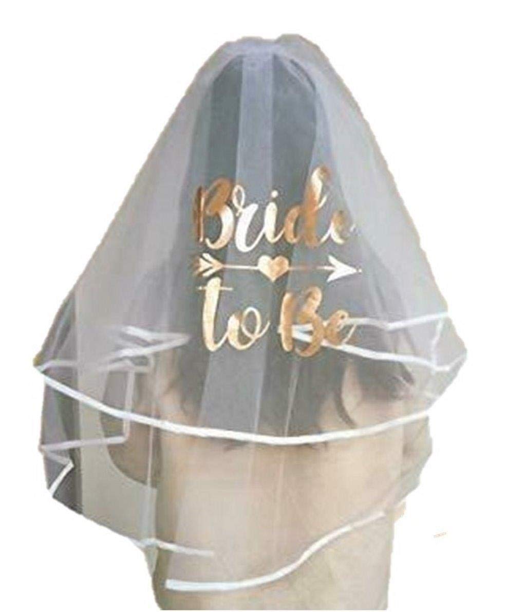 Alandra PartyAlandra Party BTB Gold Bride to Be Printed Luxury Hen Night Veil, Rose Gold & White, One Size