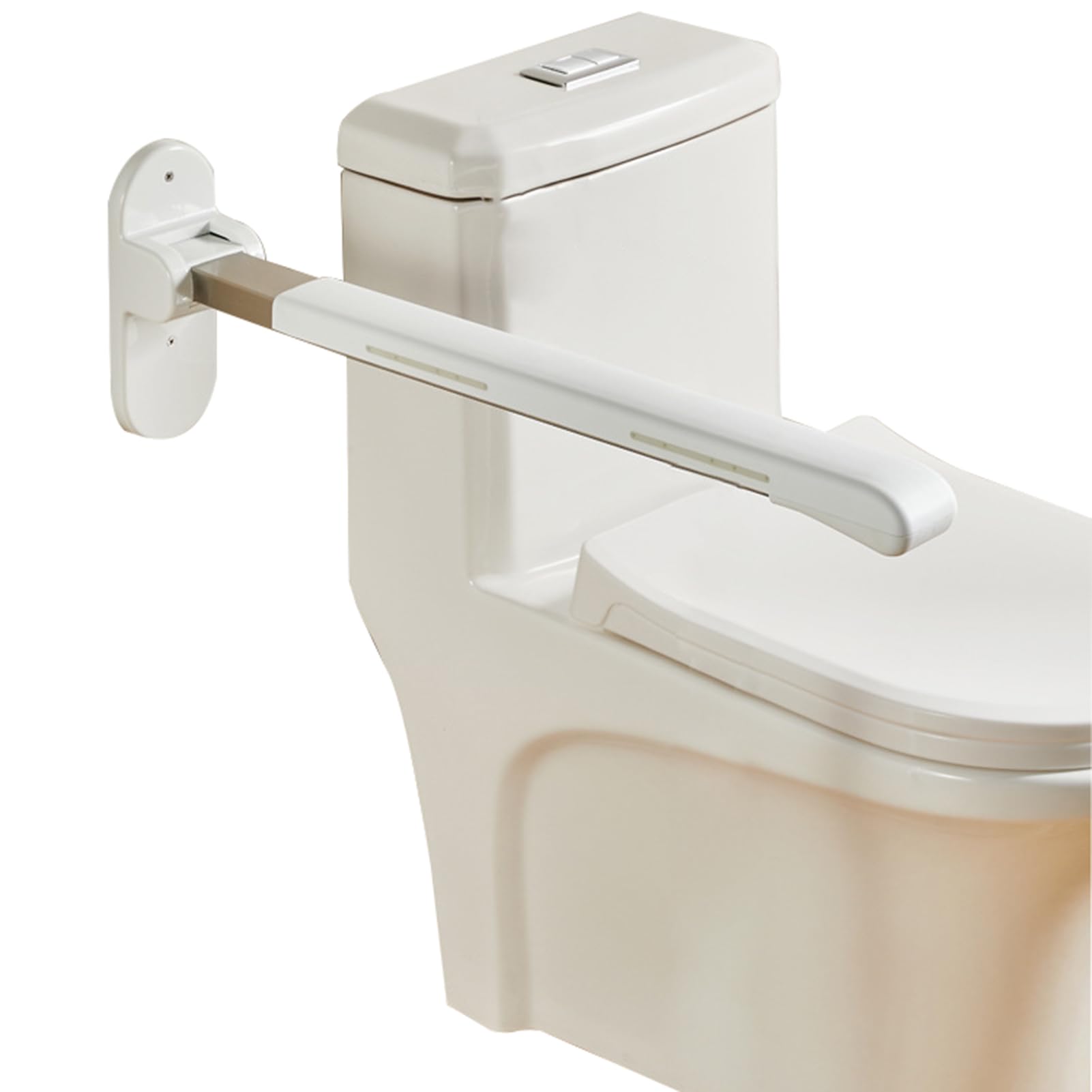 Barra Abatible Baño Acolchada, Luminoso Barra Baño Minusválido, Asidero Baño Abatible, Barra WC Minusválidos Abatible, Barra de Seguridad Baño Sujeción Pared,Blanco