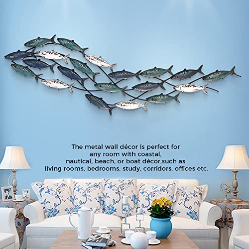 Sun Rdpp Metal Fish Wall Decor, Aqua Theme Metal Wall Sculpture Marine Decor For Home Garden Bedroom,150X42Cm… #TOP4