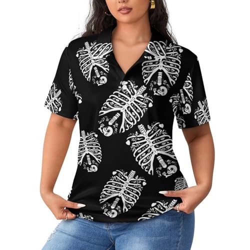Polo transpirable para mujer premamá con estampado de esqueleto ideal para ocio