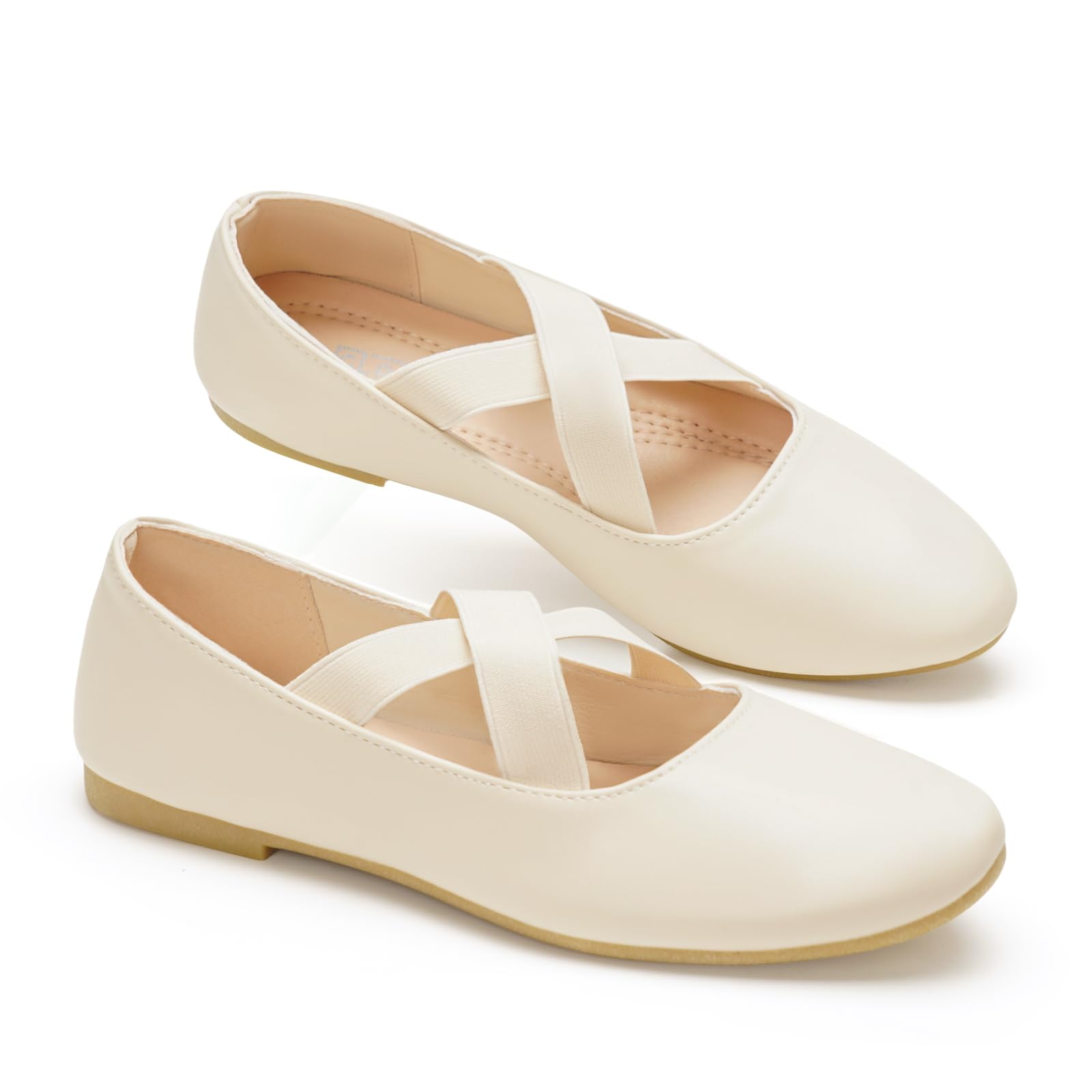 GLAMORA Ballerinas Damen, Riemchenballerinas mit Elastikriemen, Bequeme Mary Jane Ballerinas, Flache Ballettschuhe aus Kunstleder, Runde Spitze, Leichte Halbschuhe