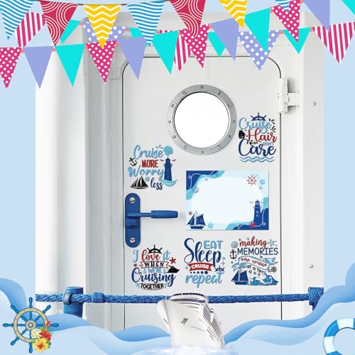 Image of Dazoratix Cruise Door Decorations Magnetic - 7 Pcs Large Ship Cabin Magnets Stickers This Week Funny Carnival Sea Navigation Anchor Decor for Birthday Holiday Stateroom Whiteboard Refrigerator Garage
