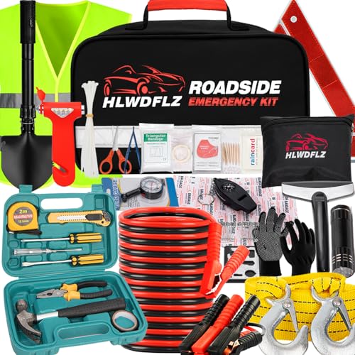Emergency Car Kit with Jumper Cables & Shovel