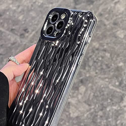 Minscose Compatible With Iphone 12 Mini Case,Cute Plating Silver 3D Water Ripple Pattern Bling Glitter Cover Raised Camera Protection Bumper Tpu Shockproof Phone Case For Women Girls-Silver #TOP3