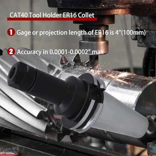 4Pcs CAT40 Tool Holder ER16 Collet Chuck Set length 4"/100mm Chuck Tool Holder Set Mill Holder for CNC Engraving Machine Milling Lathe(4Pcs CAT40-ER16-100) by findmall - Image 3