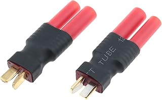 Deans T Male to HXT 4mm Connector DGZZI 2PCS RC Deans T Plug Male to HXT 4mm Connector Wireless Connector, RC LiPo Battery Connector Adapters for RedCat Racing and Exceed RC