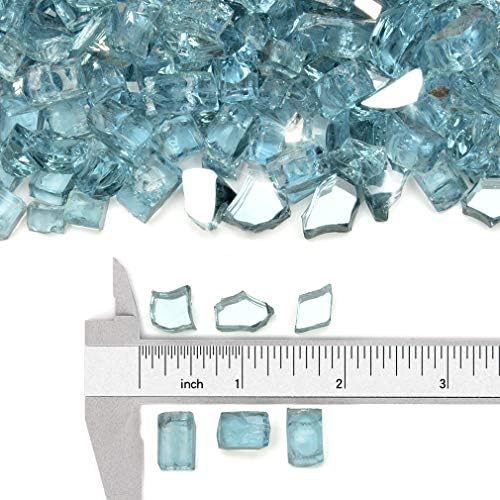 Stanbroil 10-Pound Fire Glass - 1/4 inch Reflective Tempered Fire Glass for Fireplace Fire Pit, Aqua Blue Reflective - 1