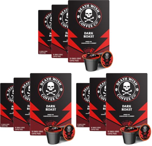 Death Wish Coffee, Dark Roast Pods 30 Count (Pack of 3)
