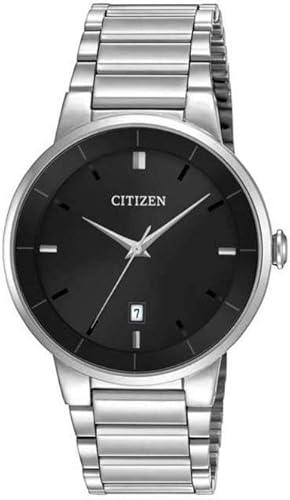 Citizen Reloj analógico con esfera negra para hombre BI5010-59E Tono plateado