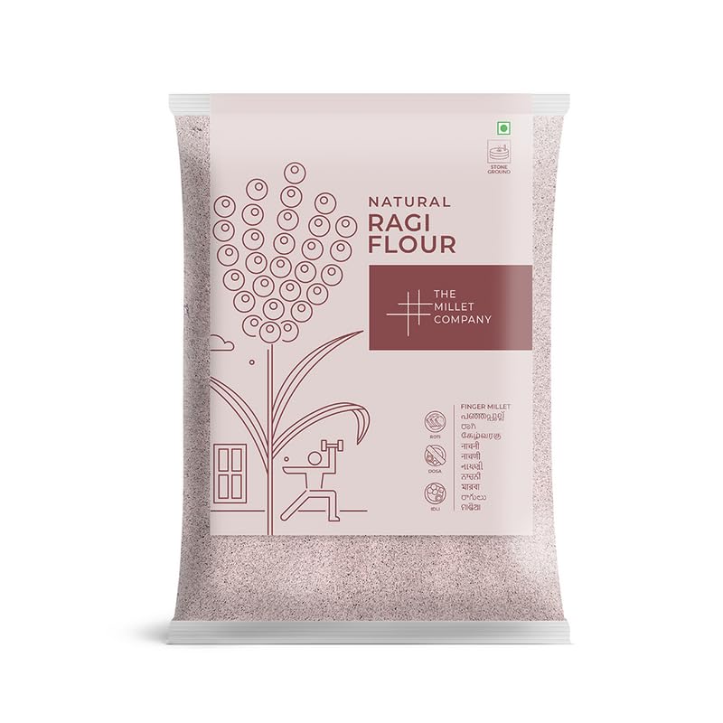 The Millet Company 500 grams Ragi Atta, Nachni, Finger Millet Flour, Natural Farm Produce, High Fibre Flour, Healthy Food Alternatives (500)
