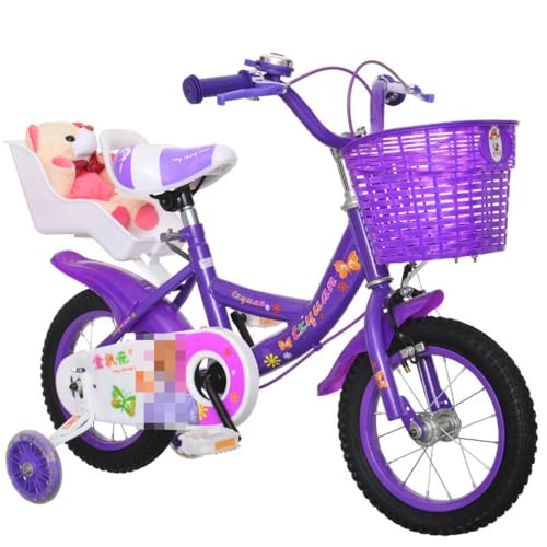 男の子女の子のための子供用自転車 幼児用自転車 ランニングバイク 誕生日プレゼント 子供のギフト バランス感覚養成 おしゃれ ガール ボーイズ ユニセッ (18インチ,リアポケット,パープル)