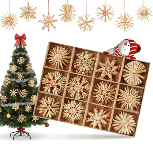 Filigrane Strohsterne 27 Anstore Strohsterne Anhänger 6cm Handgemacht Weihnachtsbaum, 36...