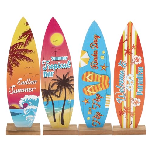 MUCKLILY Letrero De Mesa Tabla De Surf De Madera 8.26 Pulgadas Adorno Costero para Decoración Veraniega De Hogar Bares Y Ambientes De Playa Mediterránea