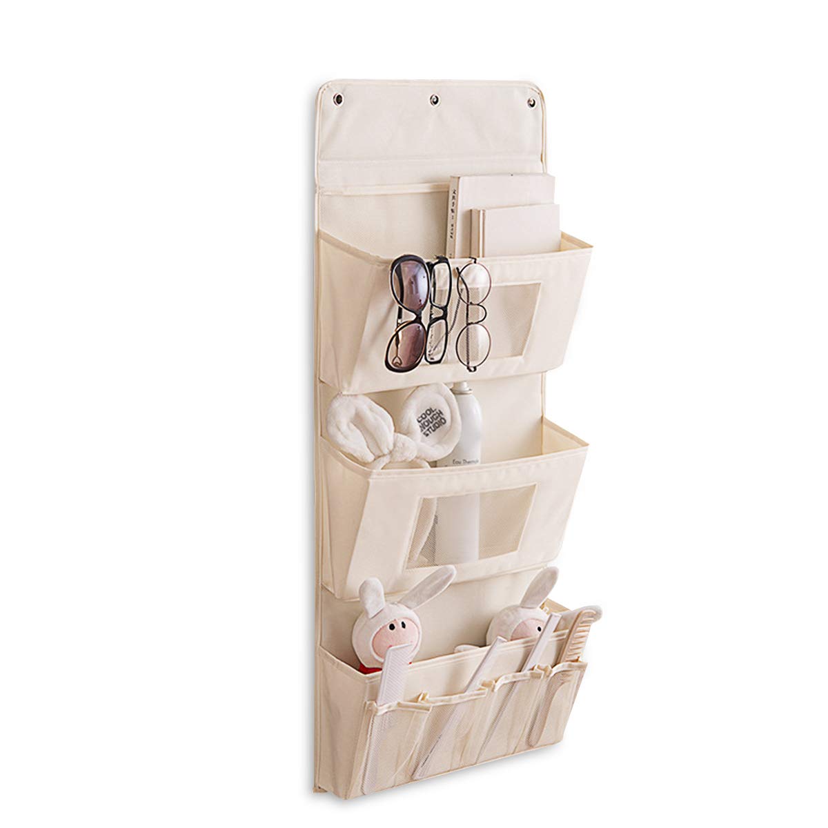 Organizador Colgante con Bolsillos Práctico Almacenamiento Colgante Organizador Bolsillos para Cocina Dormitorio Albaricoque