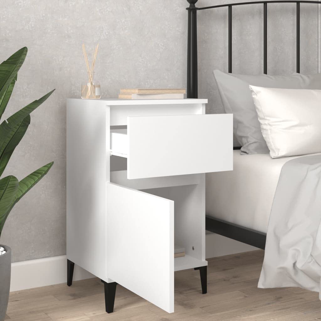 Zeitloser Nachttisch aus Holzwerkstoff mit Stauraum und Wandhalterung – Elegantes Design für Schlafzimmer und Wohnraum, Feuchtigkeitsbeständig & Stabile Aufbewahrung