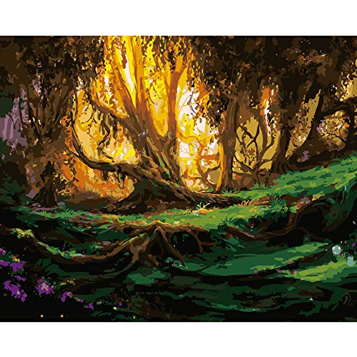 Peinture par numéros forêt avec cadre pour évacuer le stress et décorer