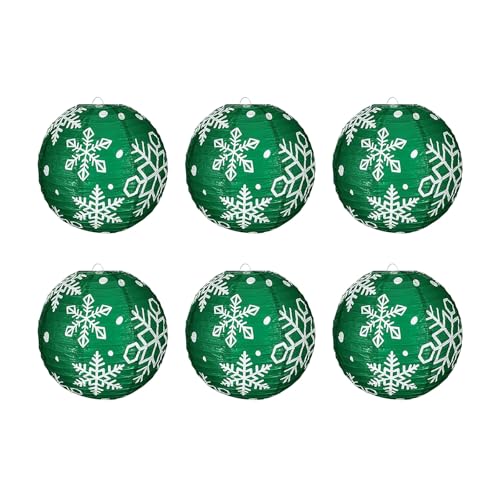 LUOFENG 6 faroles de copo de nieve para decoración de Navidad, materiales de papel fáciles de usar para interiores y exteriores, decoraciones de fiesta