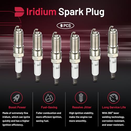 Image of BDFHYK Set of 6 Iridium Spark Plug Compatible with Chevrolet Chevy Trailblazer EXT,Compatible with GMC Envoy,9-7x,Ascender,Rainier,Bravada,Vue 4.2L L6 Replacement for 41-103 ILTR5B11 3474 7437