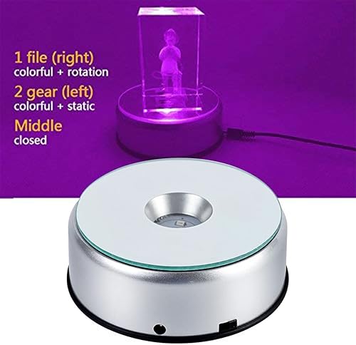 Miniatura 4 de 4" LED Rotating Display Base for Crystals Glass Art, Colorful Light Rotating Crystal Display Base Stand, Cup Display Stand Turner for Tumbler Cup