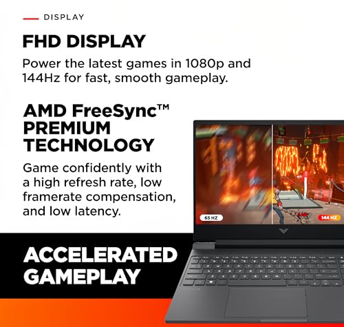 Image of HP Victus 15.6 inch FHD 144Hz Gaming Laptop, AMD Ryzen 5-7535HS, AMD Radeon RX 6550M (Beats RTX 2050), Backlit Keyboard, Windows 11 Home, w /Cloth (16GB RAM |512GB PCIe SSD)