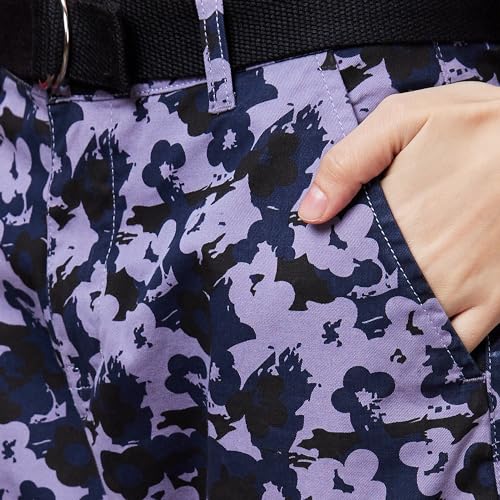 Image of Globus Women Lavender Camo Printed Mid-Rise Regular Fit Casual Cargo-3640482001