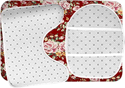 Badezimmerteppich-Set, 3-teilig, nahtloses Vintage-Blumenmuster, waschbare Badteppiche, rutschfest, mit Rückenpolster, Konturteppich und Toilettendeckelbezug – Bild 6