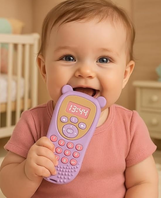 Image of BabyGo Silicone Remote Teether For Baby, Remote Teether 6 To 12 Months Baby, Helps Biting Skills Development, Colour & Shape Recognition, Teething Toys For Babies And Toddlers ,BPA Free (Multicolor) (Pack Of 1)