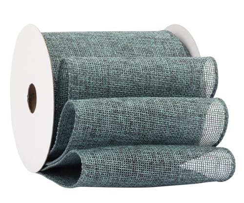 Fondersy 9-Meter Teal Burlap Ribbon Wired Burlap Ribbon, 100mm Width for Gift Wrapping Floral Arrangements, Wreath Making