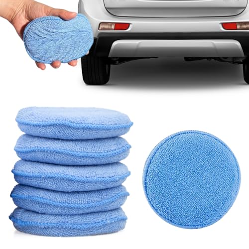 XUZOPIM 6 Piezas Almohadillas Aplicadoras De Cera De Microfibra Para El Cuidado Del Auto Almohadilla Aplicadora De Microfibra Con Bolsillo Para Los Dedos Para Autos Camiones Pulido Fino (12.5 Cm)