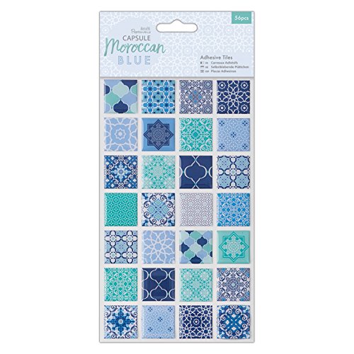 Papermania Capsule, plástico, Moroccan Blue, Adhesive Tiles (56 Pieces)